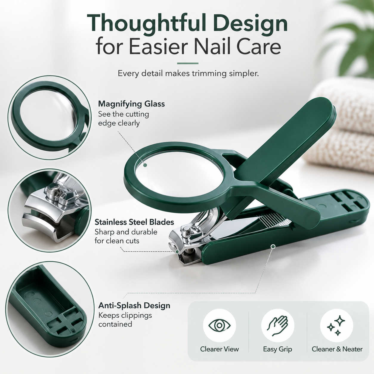 🔍 ClearView Easy-Grip Magnifying Nail Clipper