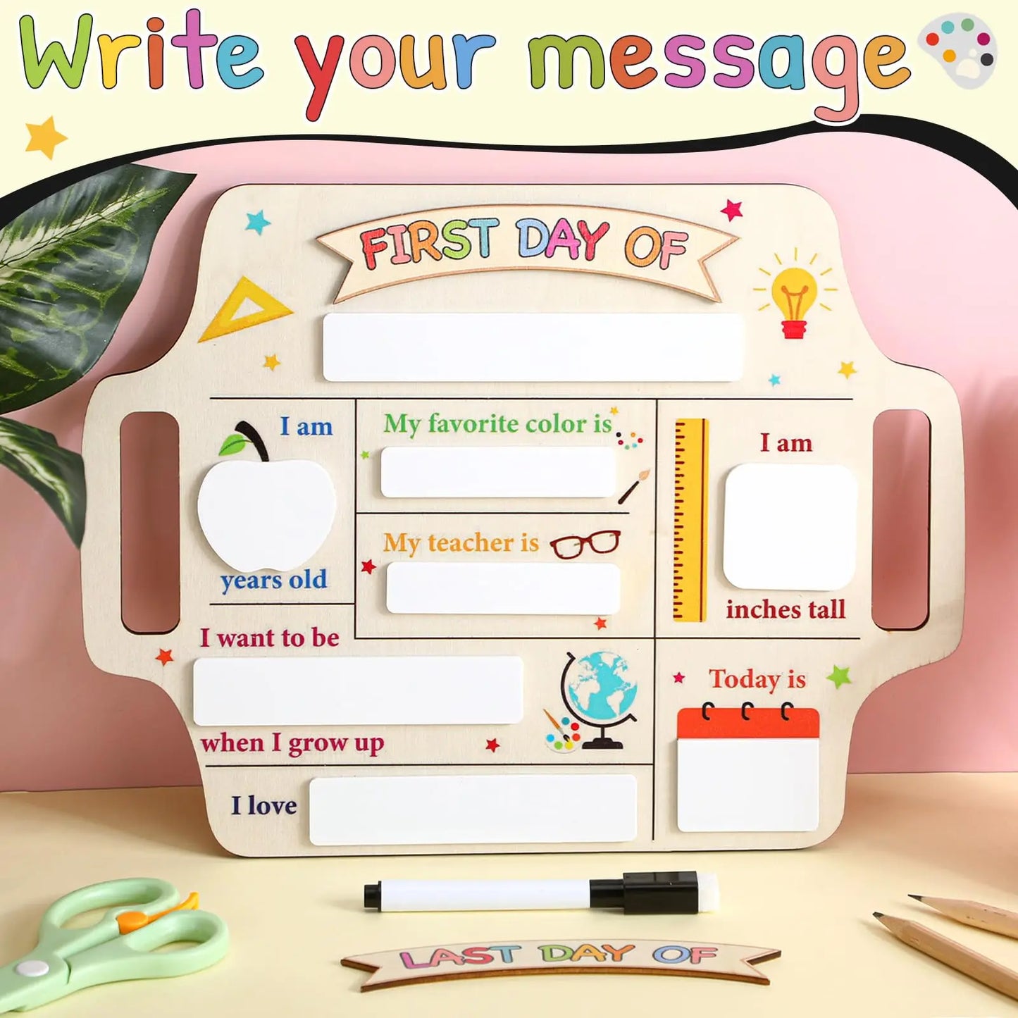 ✏️ Reusable Wooden First & Last Day of School Memory Board