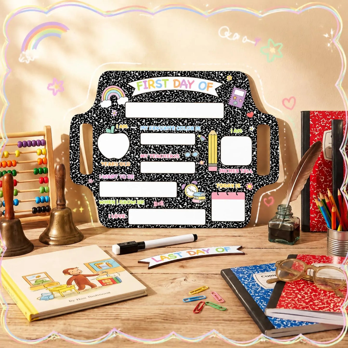 ✏️ Reusable Wooden First & Last Day of School Memory Board