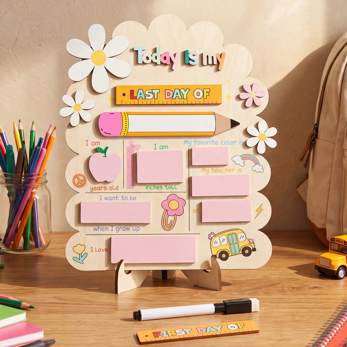 ✏️ Reusable Wooden First & Last Day of School Memory Board