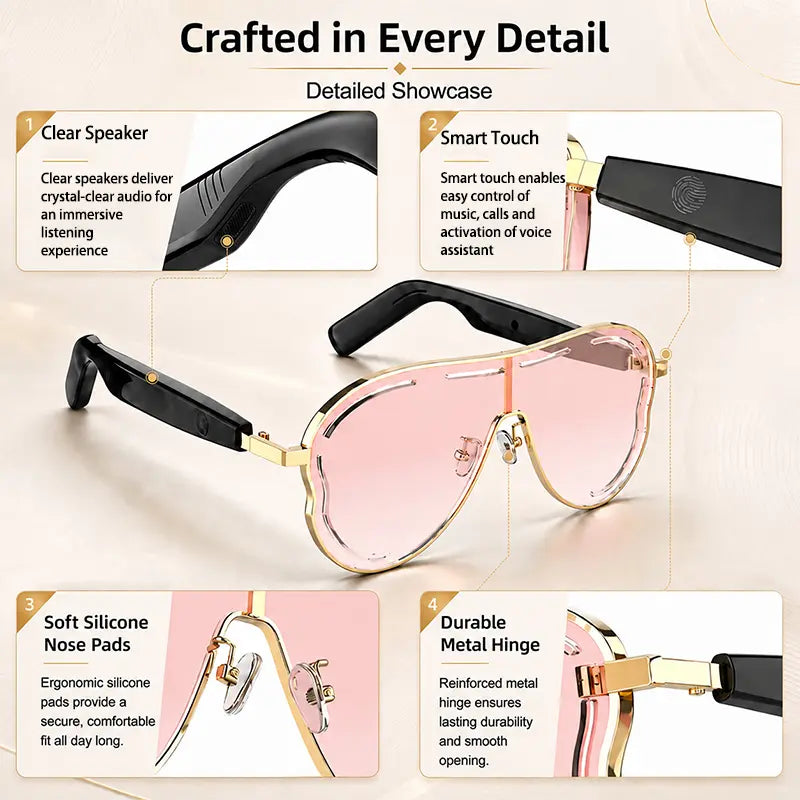 ✨ Smart Bluetooth Wireless Audio Sunglasses with Touch Control & UV Protection 🕶️