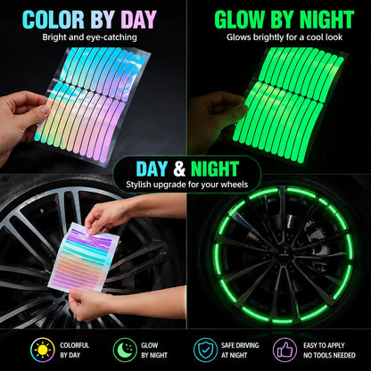 💎 Cyber Neon Glow Wheel Rim Reflective Stickers – Universal Fit for Cars & SUVs 🚘✨