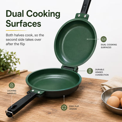 🍳 Double-Sided Frying Pan – Close, Flip & Cook With Ease