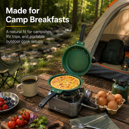 🍳 Double-Sided Frying Pan – Close, Flip & Cook With Ease