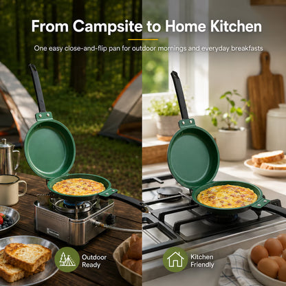 🍳 Double-Sided Frying Pan – Close, Flip & Cook With Ease