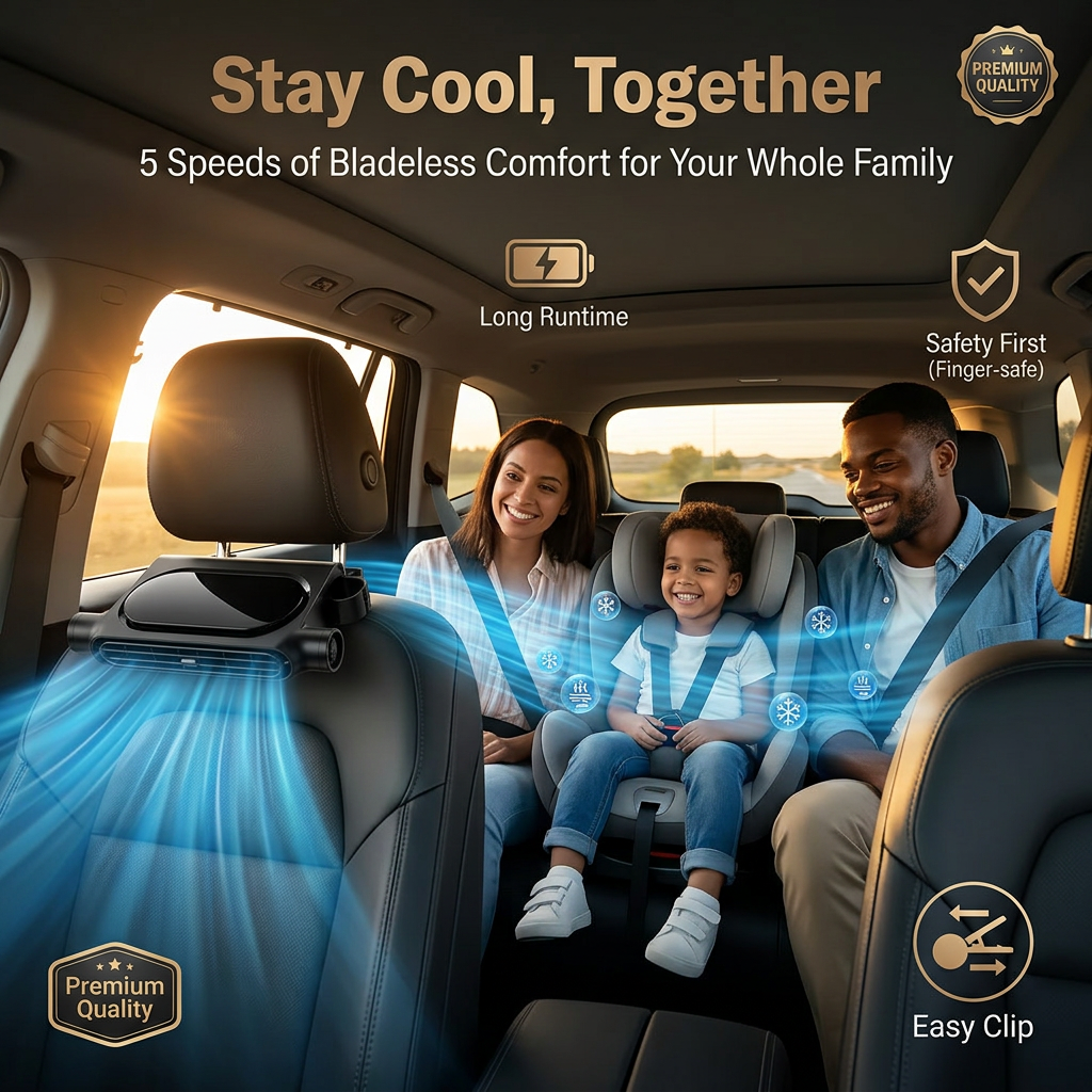 Bladeless Car Seat Headrest Cooling Fan