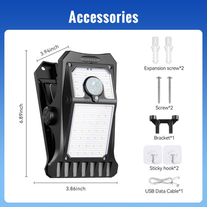 Solar Rechargeable Clip Light - Motion Sensor