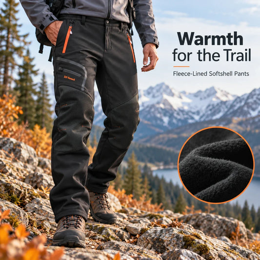 👖Men’s Fleece-Lined Softshell Hiking Pants