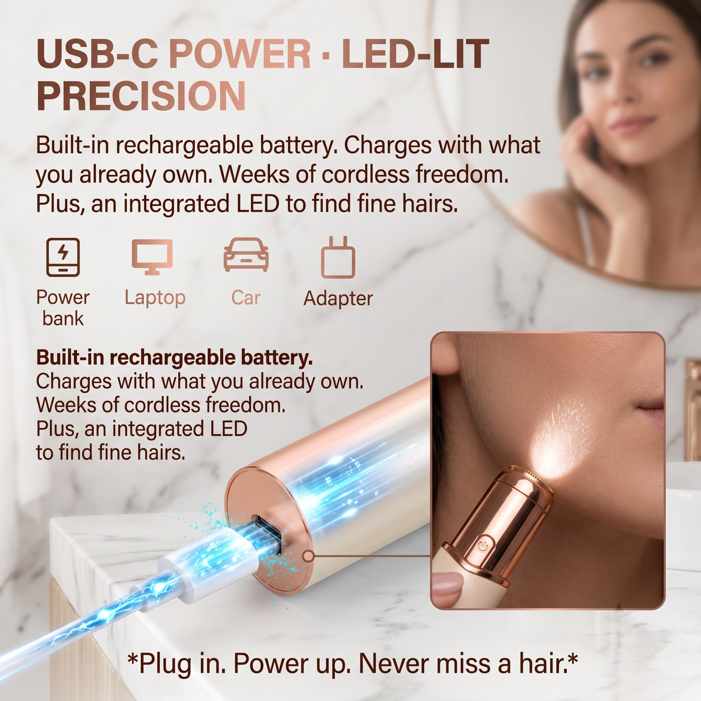 ✨2-in-1 Precision Eyebrow & Facial Hair Trimmer | 18K Gold-Plated
