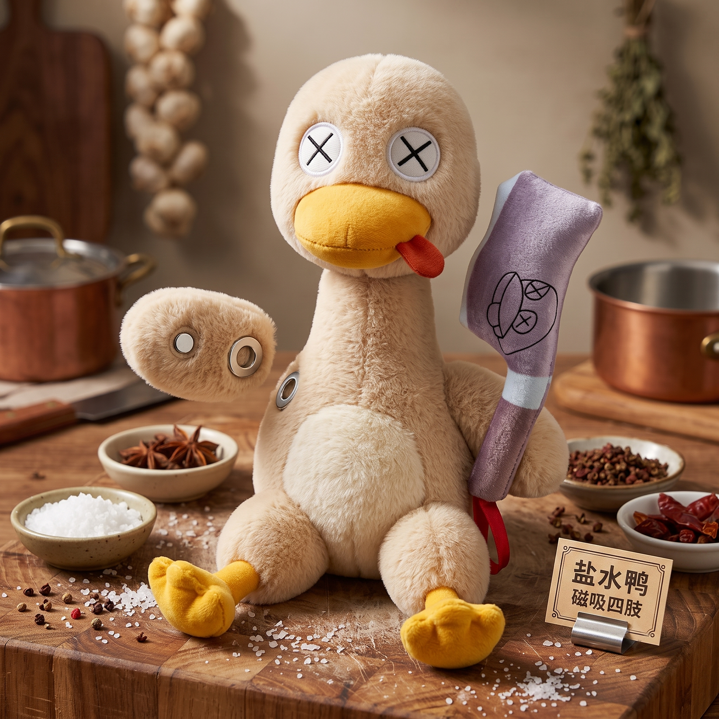 Magnetic Snap-Apart Duck Plush with Mini Axe | Funny Desk Fidget Toy & Gift