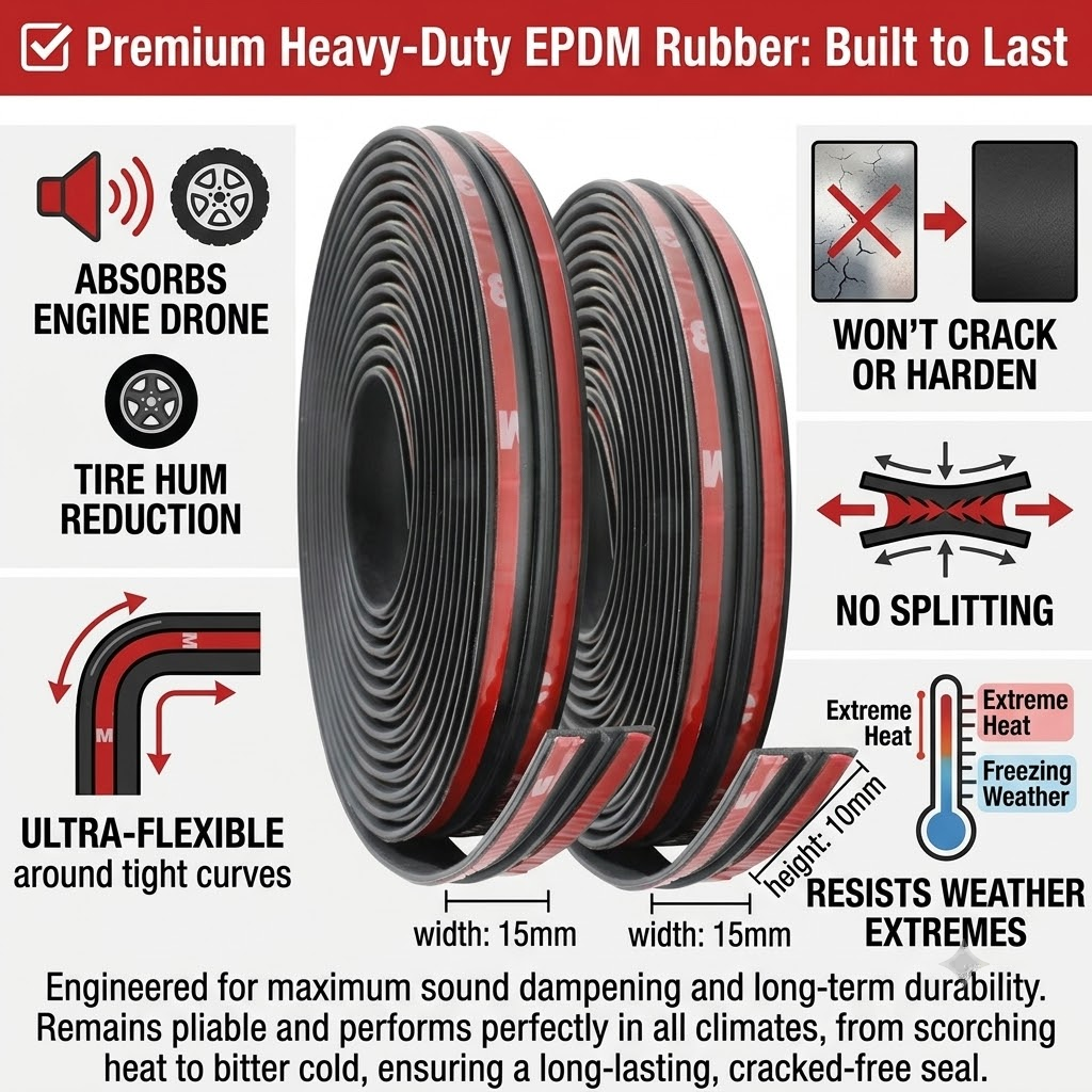 🛠️Universal T-Shape EPDM Car Weatherstrip Seal | Soundproof & Waterproof Gap Filler