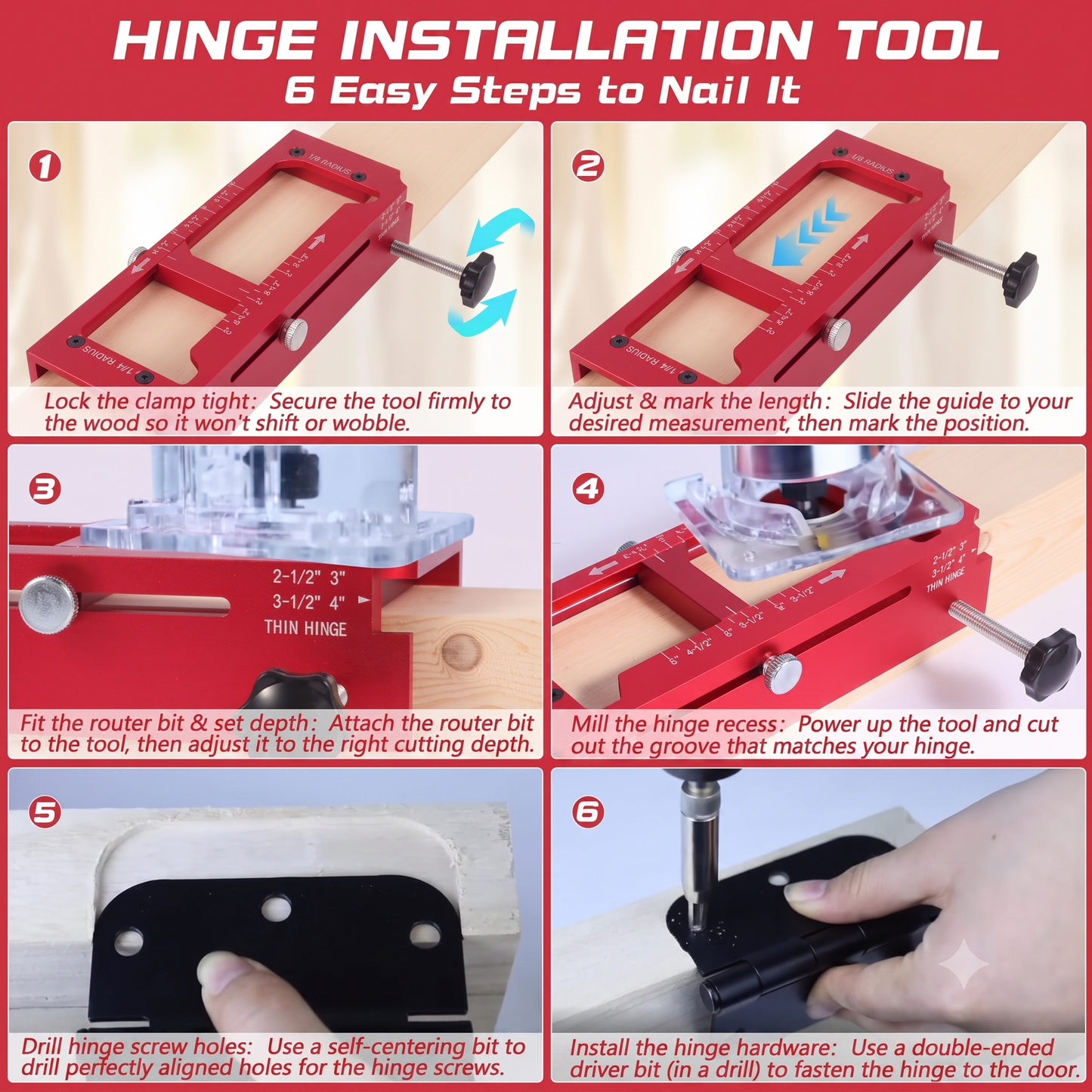 Professional Door Hinge Router Jig Kit | Adjustable Mortise Slotter