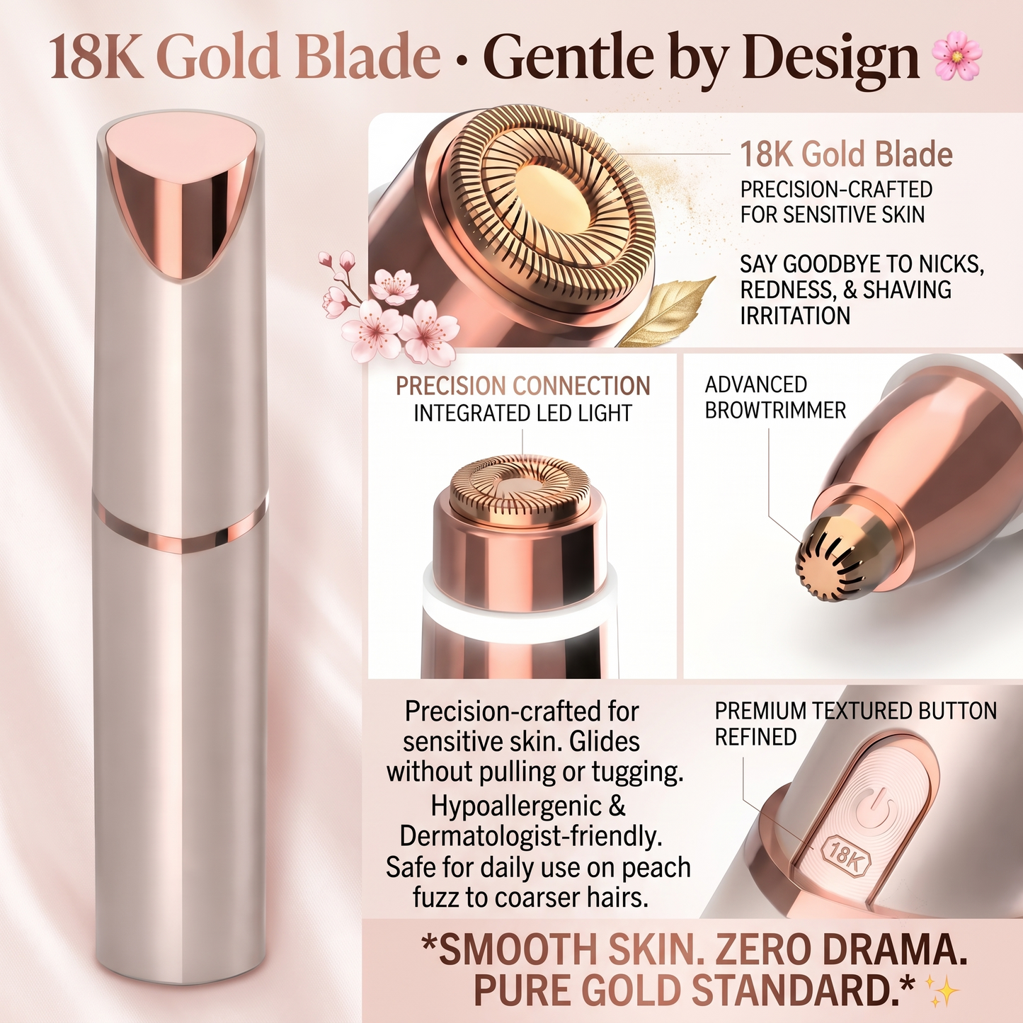 ✨2-in-1 Precision Eyebrow & Facial Hair Trimmer | 18K Gold-Plated