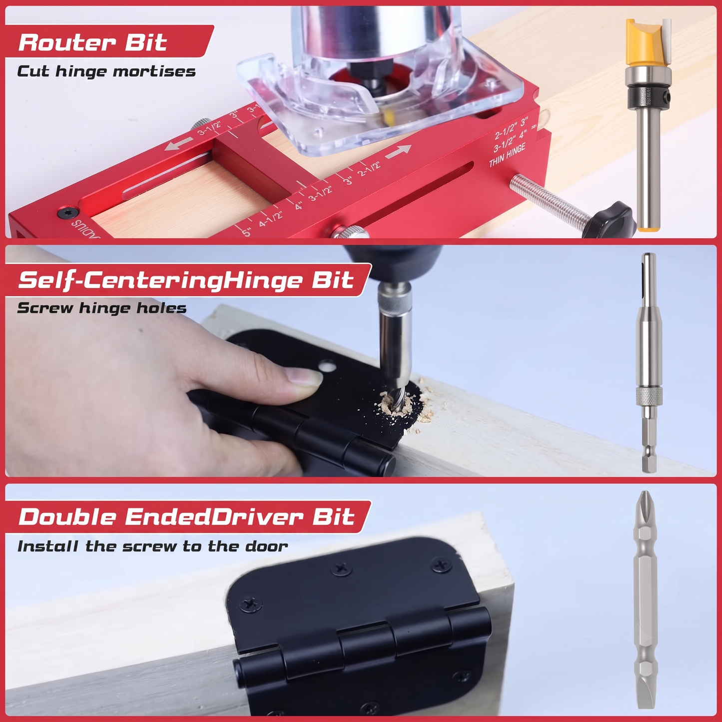 Professional Door Hinge Router Jig Kit | Adjustable Mortise Slotter