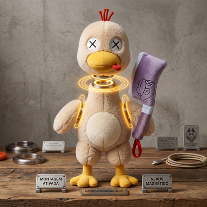 Magnetic Snap-Apart Duck Plush with Mini Axe | Funny Desk Fidget Toy & Gift