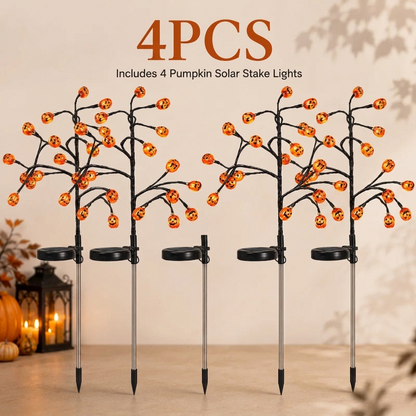 🎃4PCS Solar Pumpkin Stake Lights - Outdoor Halloween Decor | Warm Glow