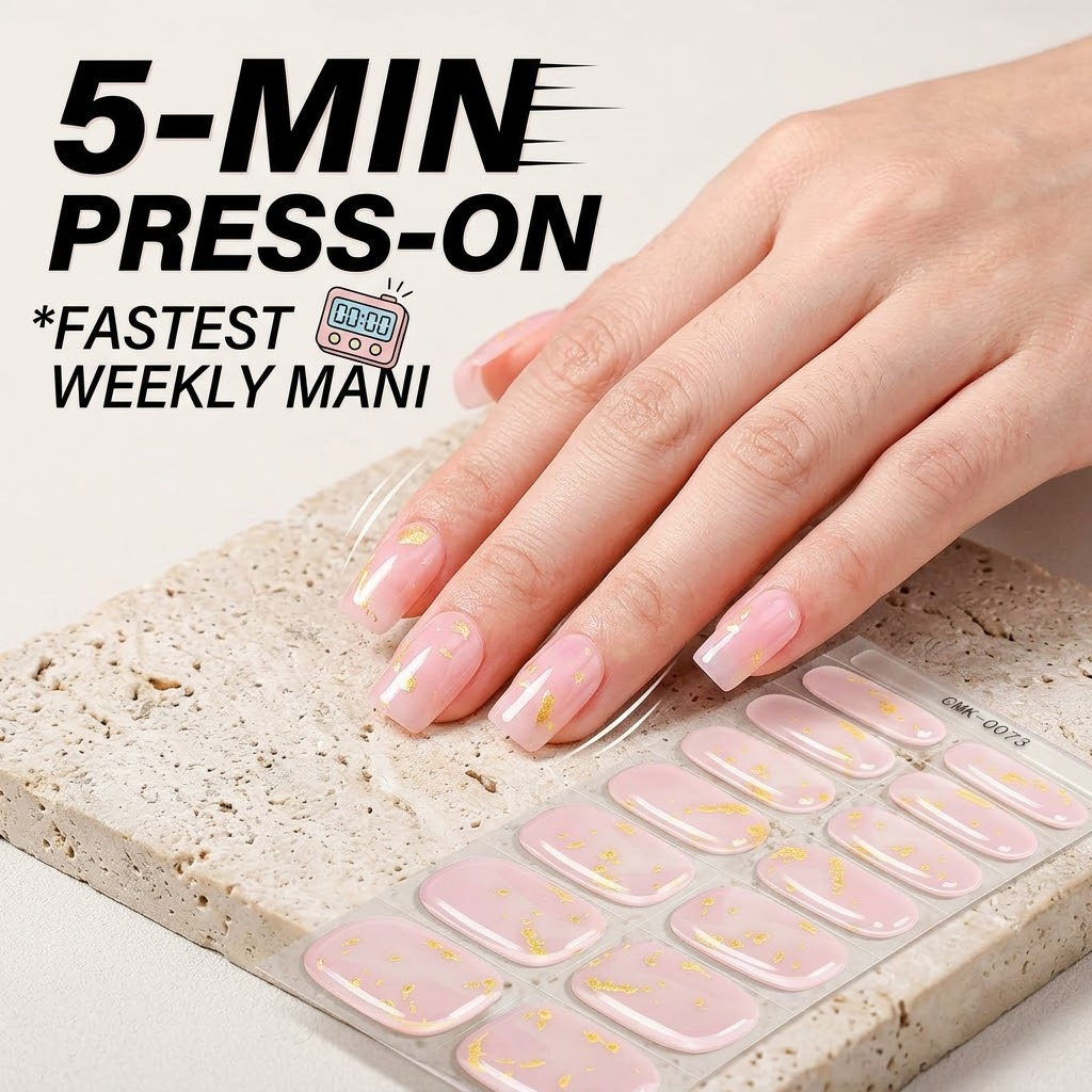 UV-Free Gel Nail Wraps | 5-Minute Salon-Shine Manicure