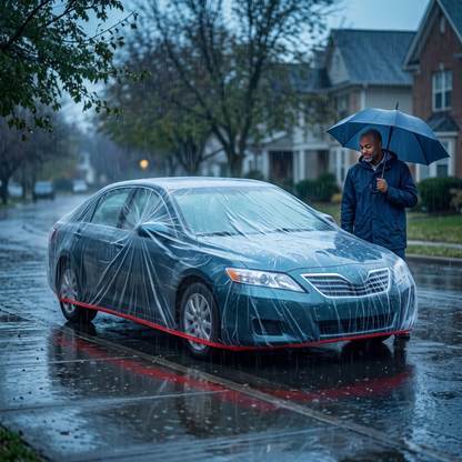 Clear Disposable Car Cover - All-Weather Waterproof PE Protection