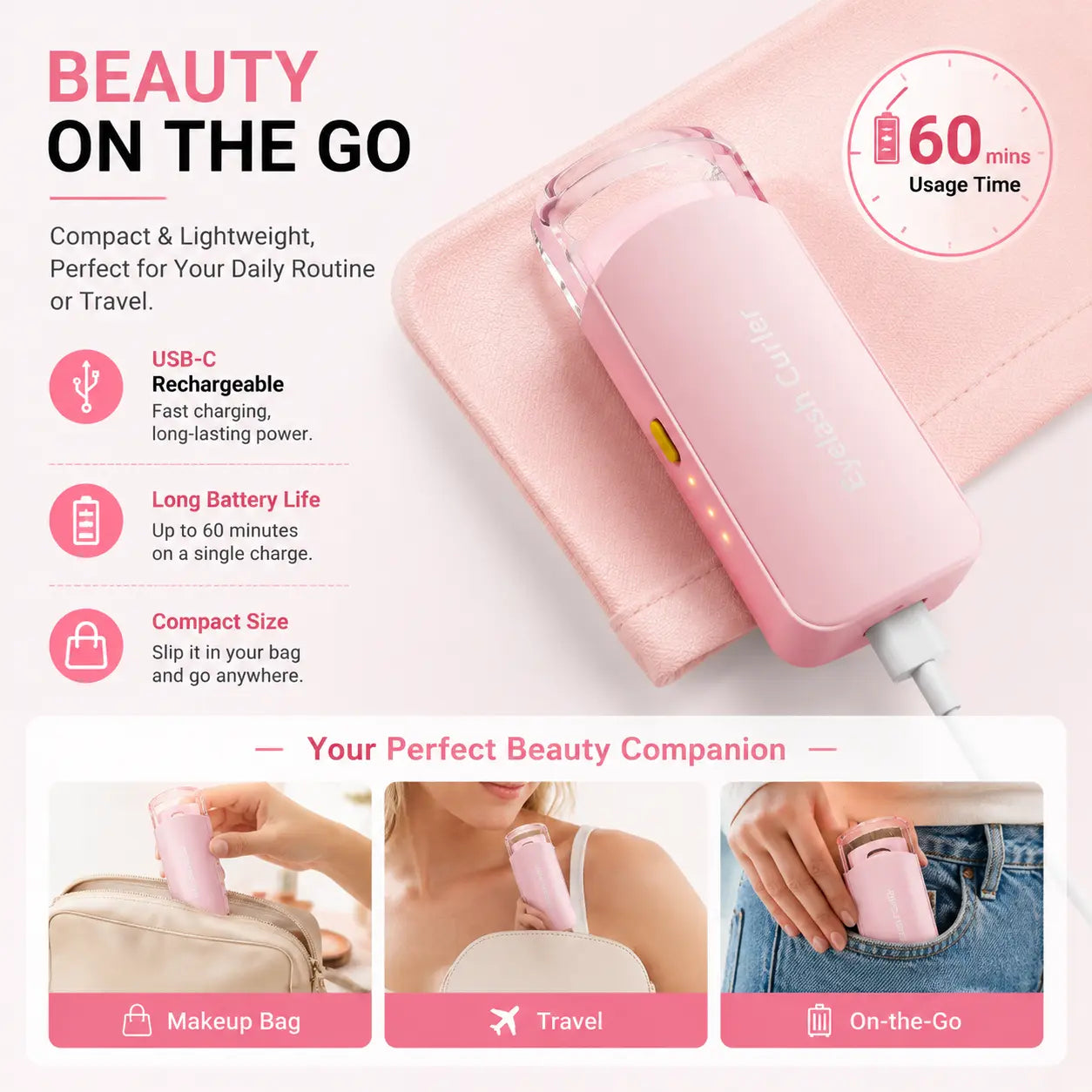 ✨Heated Eyelash Curler | 3 Heat Settings & USB-C