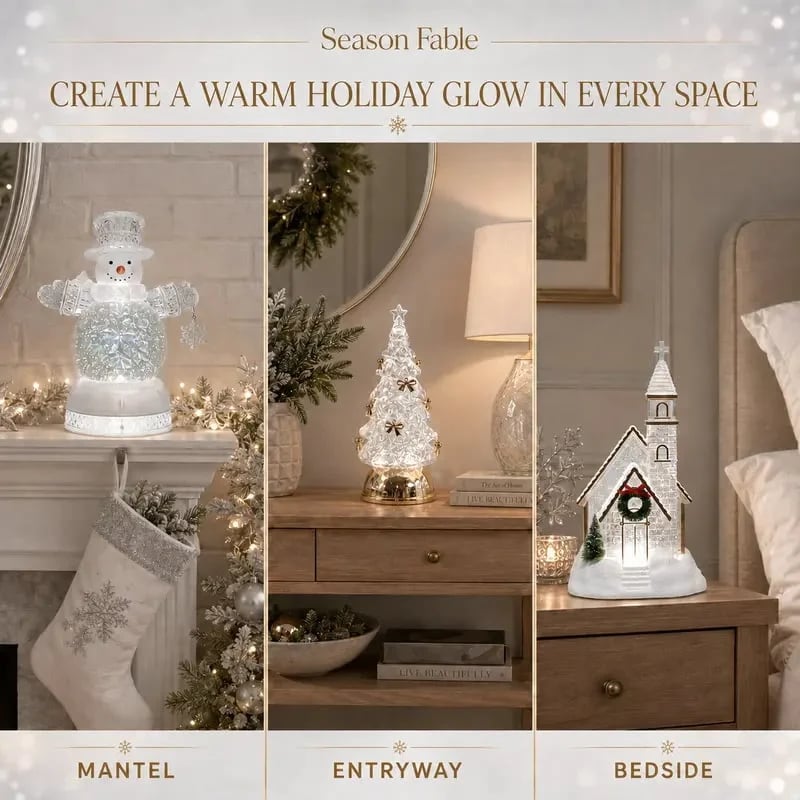 🎄❄️ Illuminated Musical Christmas Snow Globe Lantern – Light-Up Swirling Snow Holiday Decor ✨🎵