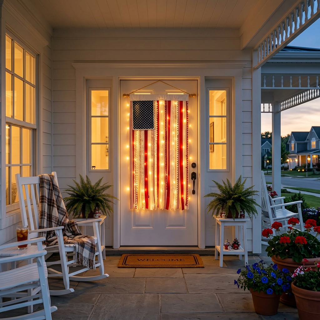 Lighted American Rag Flag Banner ✨