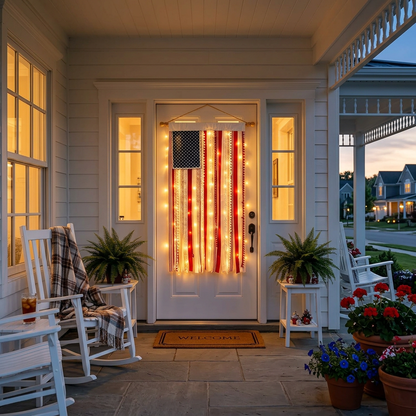 Lighted American Rag Flag Banner ✨