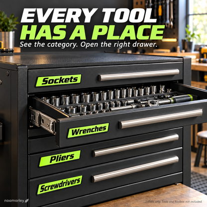 🔧 Magnetic Toolbox Drawer Labels