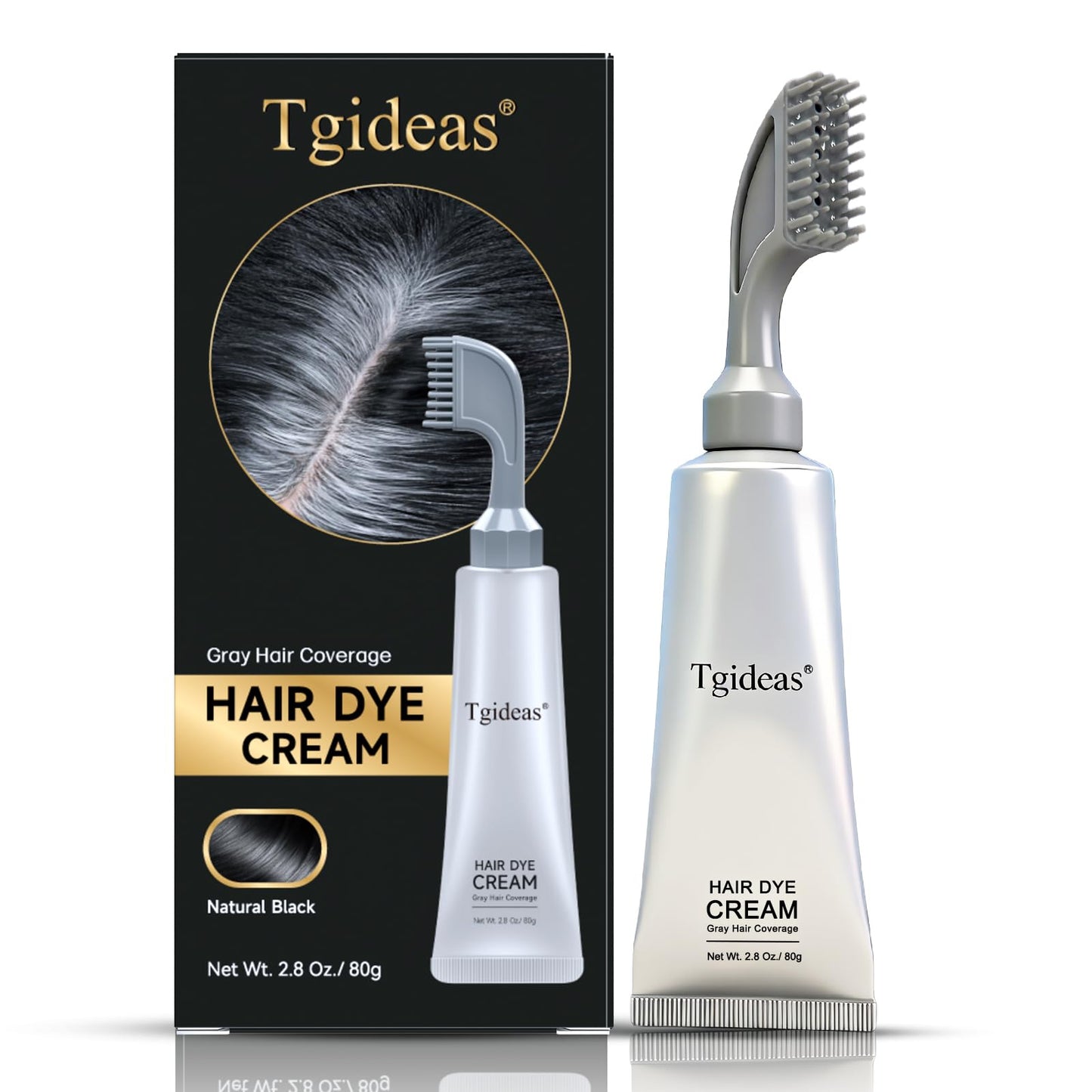 Hair dye cream with integrated comb applicator