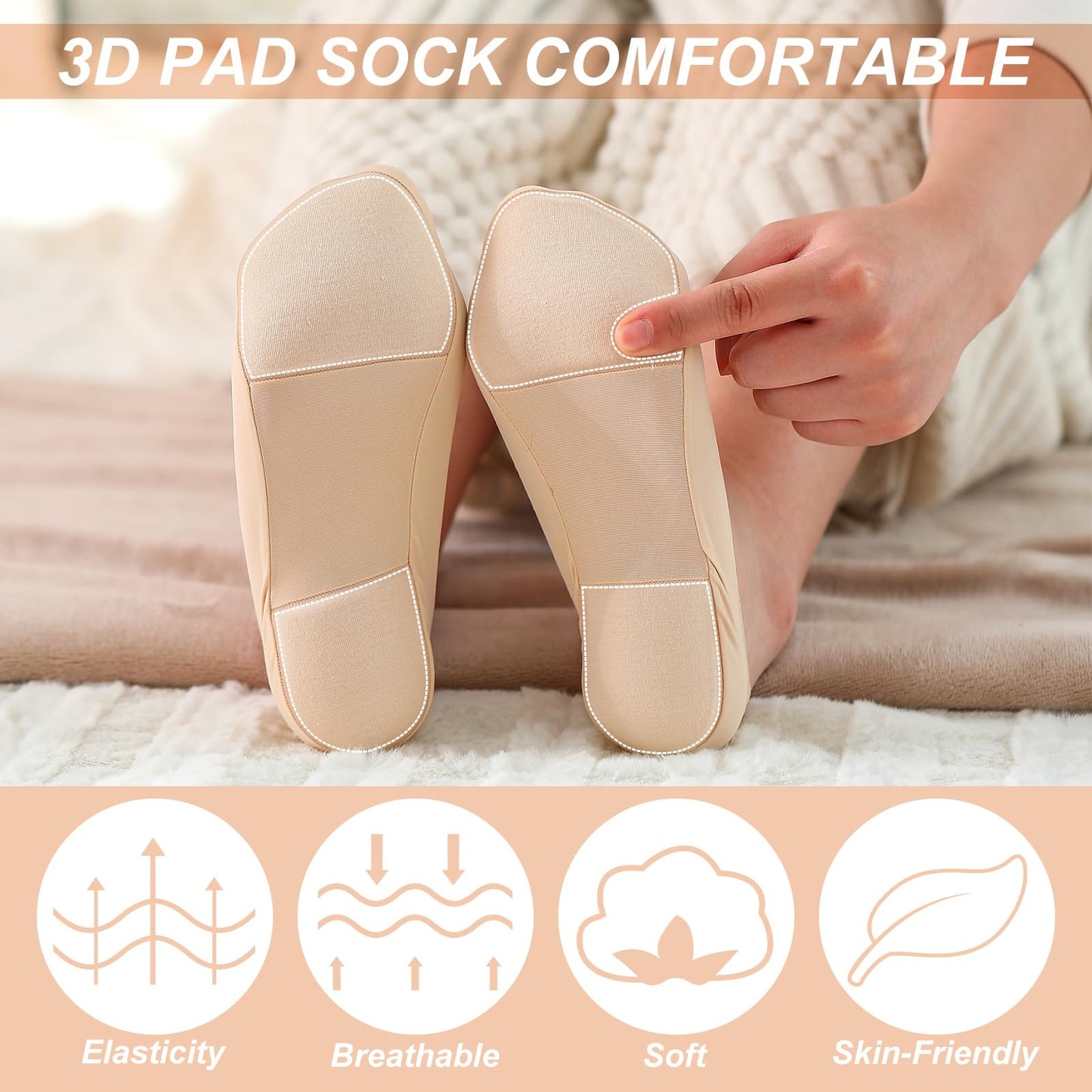 Padded Invisible Boat Socks for Women