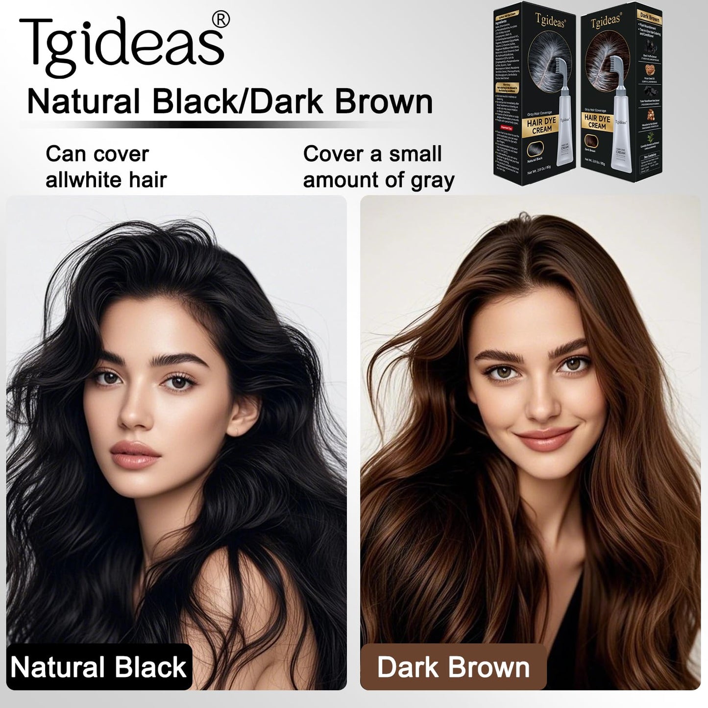 Natural Black and Dark Brown hair color options