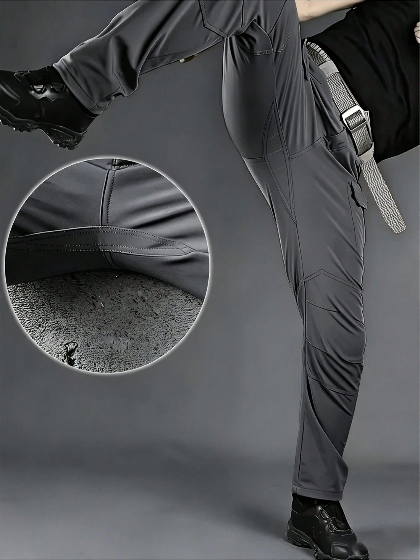 Tactical cargo pants demonstrating flexible movement