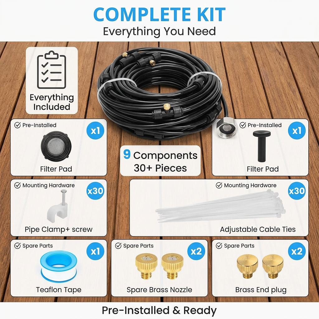 75 FT Outdoor Misting Cooling System Set