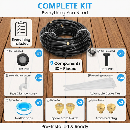 75 FT Outdoor Misting Cooling System Set
