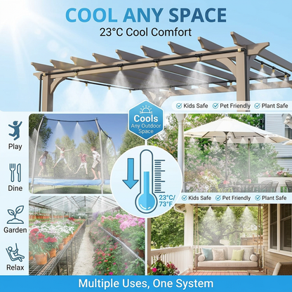 75 FT Outdoor Misting Cooling System Set