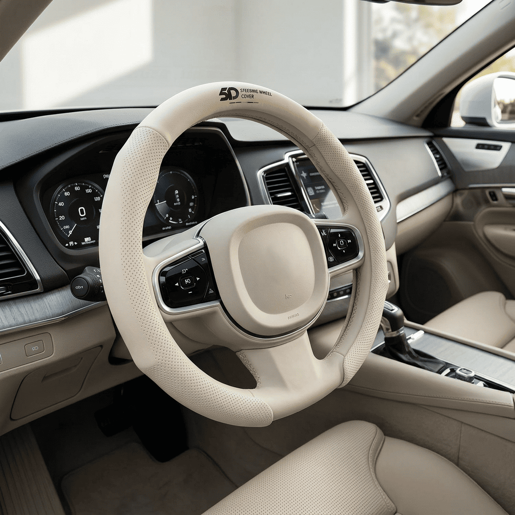 🚗 Napa Leather Steering Wheel Cover – Ultra-Thin Comfort ✨