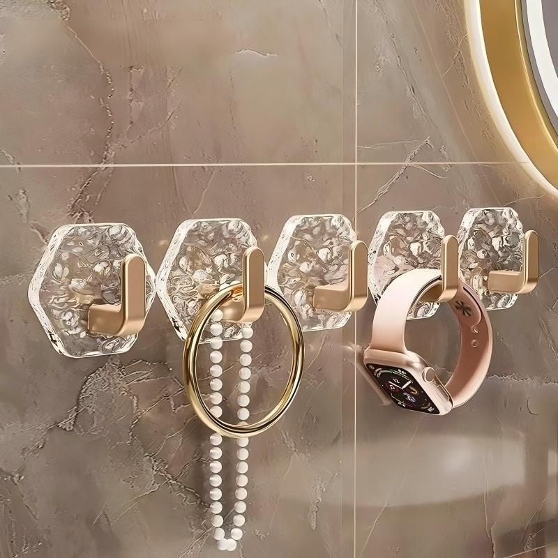10-Pack Clear Acrylic Adhesive Wall Hooks | No Drill Storage Hooks