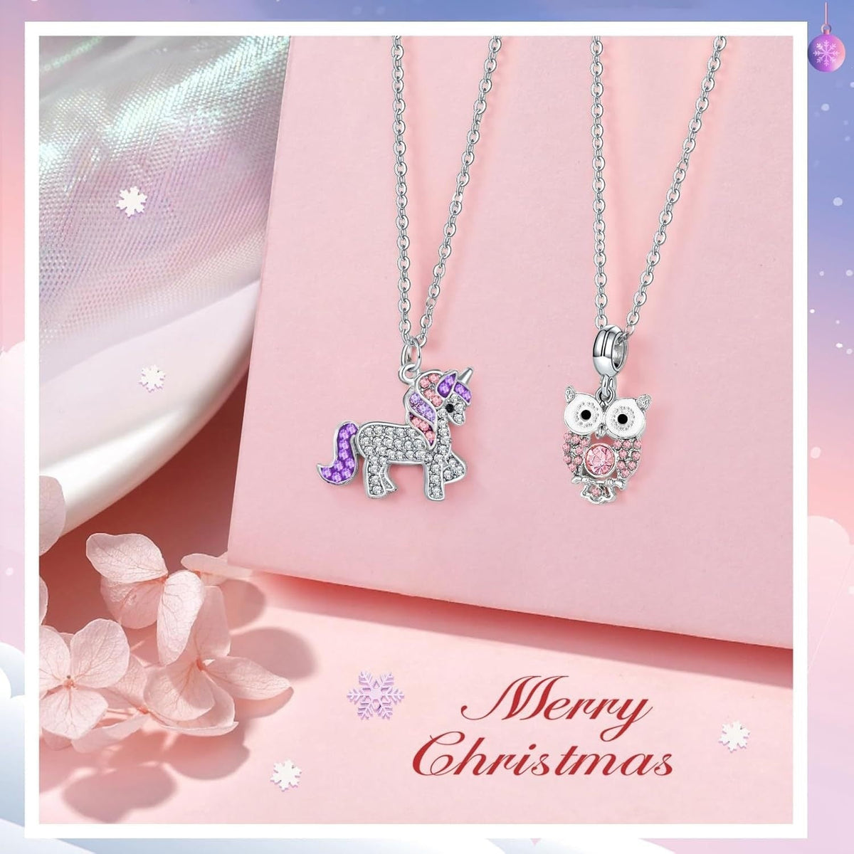 🎄 Christmas Advent Calendar 24 Days DIY Charm Bracelet & Necklace Making Kit, Purple Pink Crystal Beads Jewelry Set, Christmas Gift for Girls