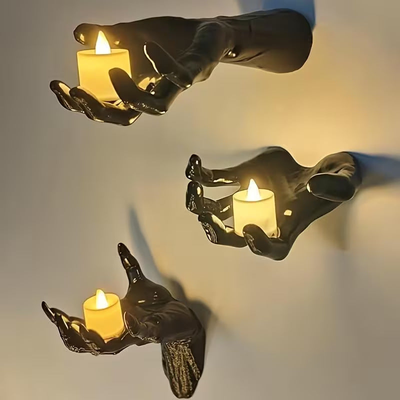 😱Realistic Ghost Hand LED Candle Holder Set | Gothic Wall Decor👻