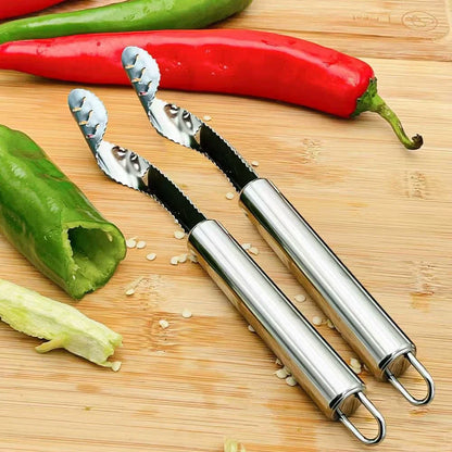 🔪Stainless steel serrated chili pepper deseeder