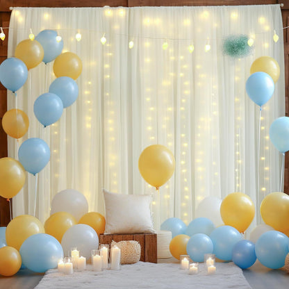 ✨Dreamy Sheer Tulle Backdrop Curtain with Lights for Weddings & Parties🤍