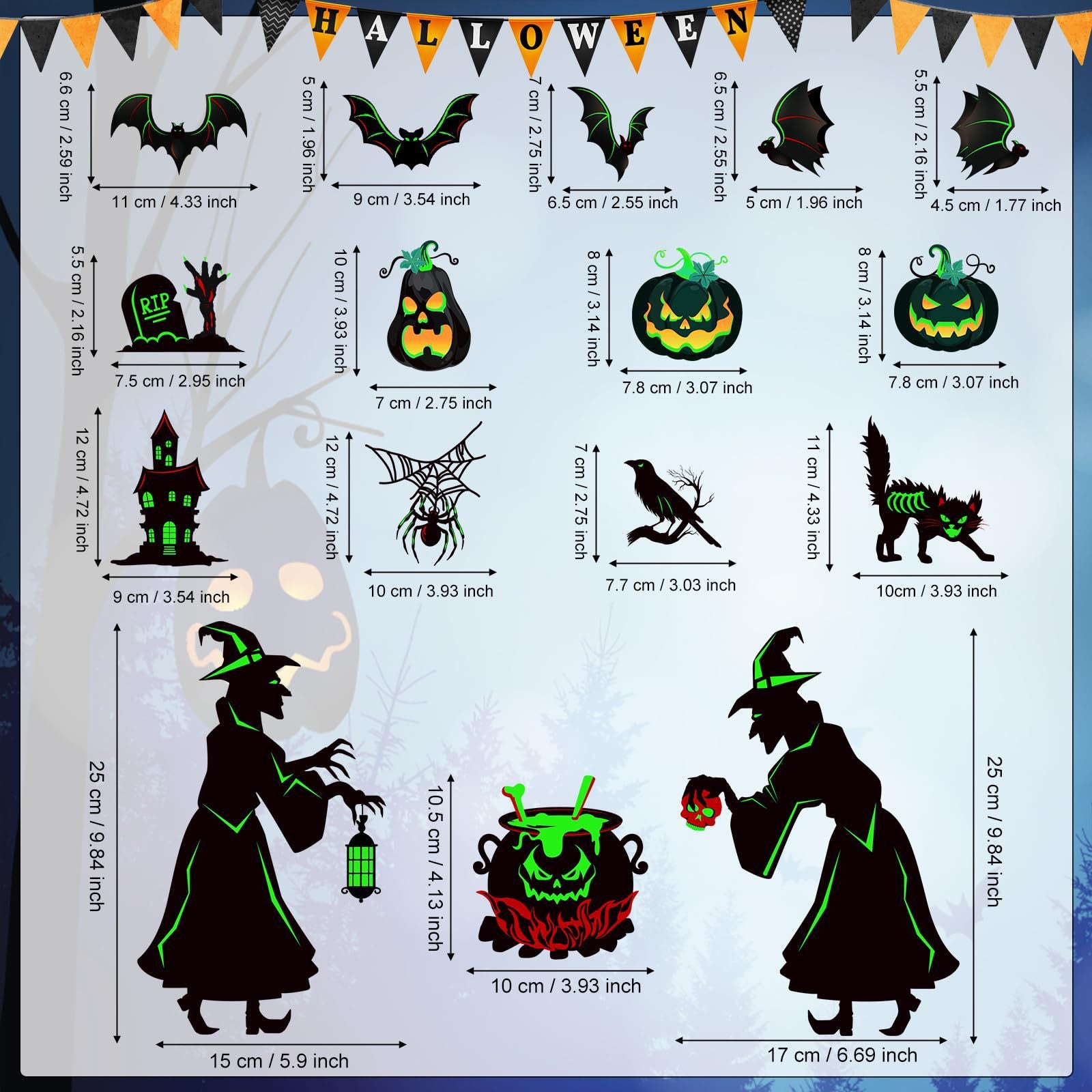 16-Piece Halloween Magnet Set