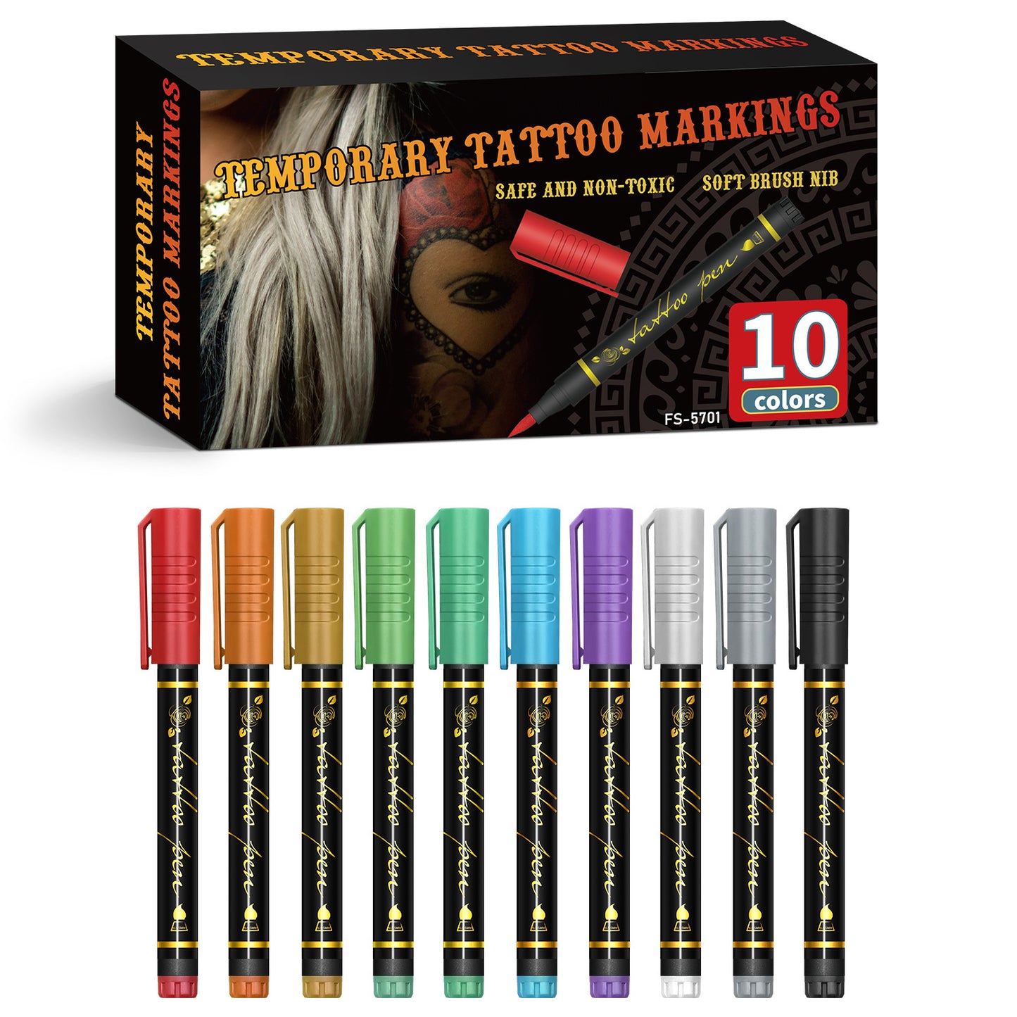 🎨Temporary Tattoo Markers & Face Paint Kit (Skin-Safe) | BrandName✨