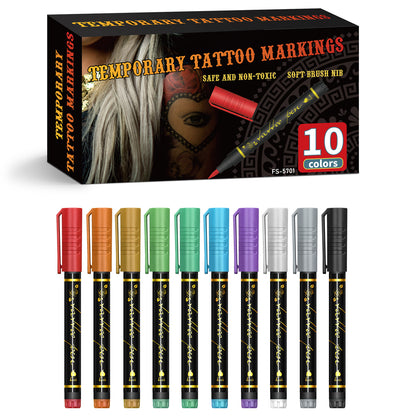 🎨Temporary Tattoo Markers & Face Paint Kit (Skin-Safe) | BrandName✨