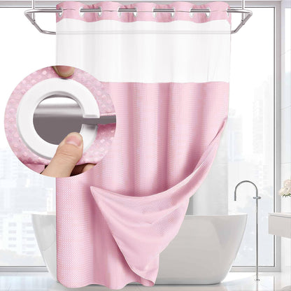 🎐Luxury Waffle Weave Shower Curtain Set with Sheer Liner & Hooks | Hotel Spa Collection