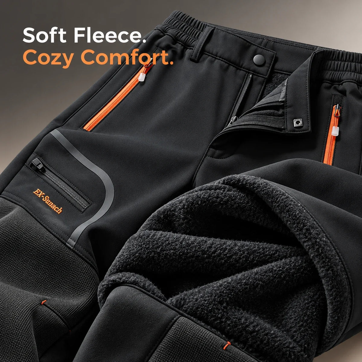 👖Men’s Fleece-Lined Softshell Hiking Pants