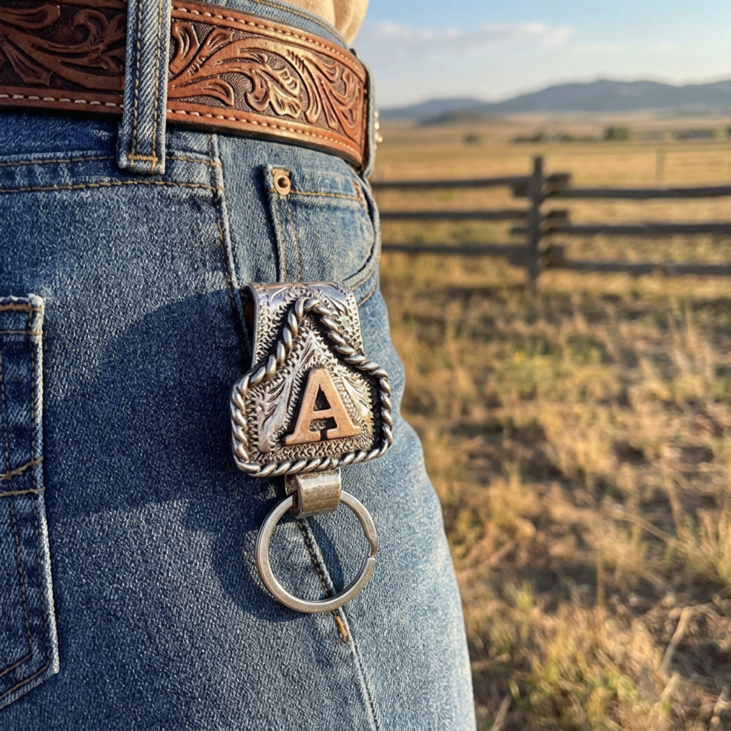 Custom Country Leather Keychain