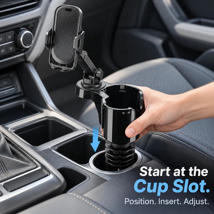 🚗 2-in-1 Car Cup Holder Expander with Adjustable Phone Mount for Everyday Driving