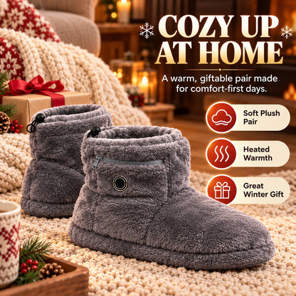 Electric Heated Plush Slippers – 5 Heat Settings, Soft Cozy Comfort