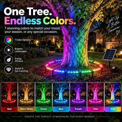 🌈 Solar RGB Tree Ring Lights – 7-Color Outdoor Landscape Lighting