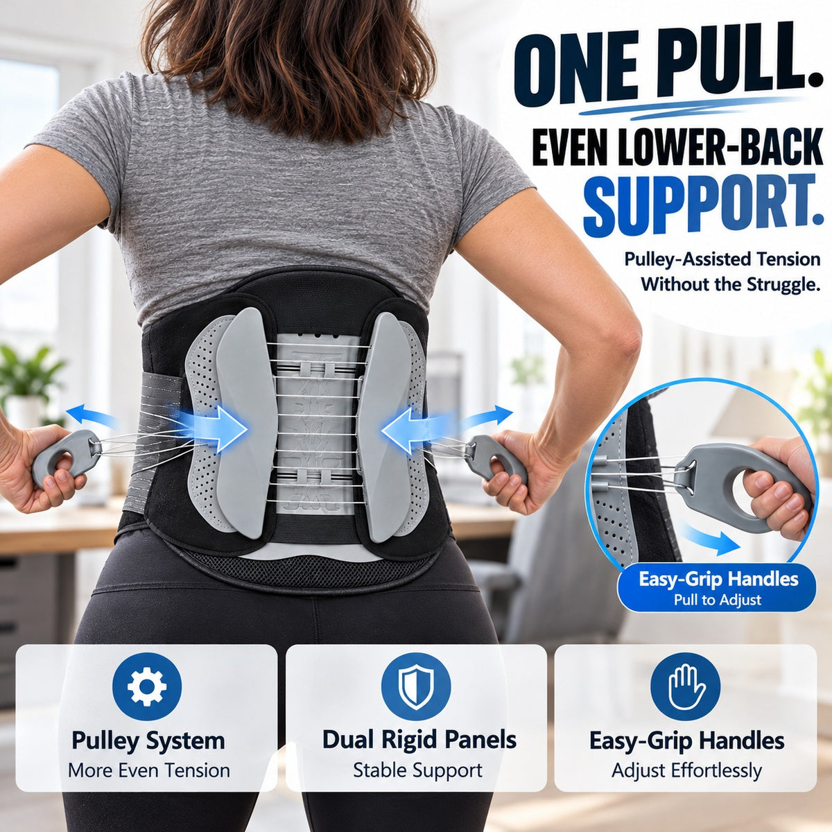 Adjustable Pulley Lumbar Support Brace – Easy-Pull Lower Back Support